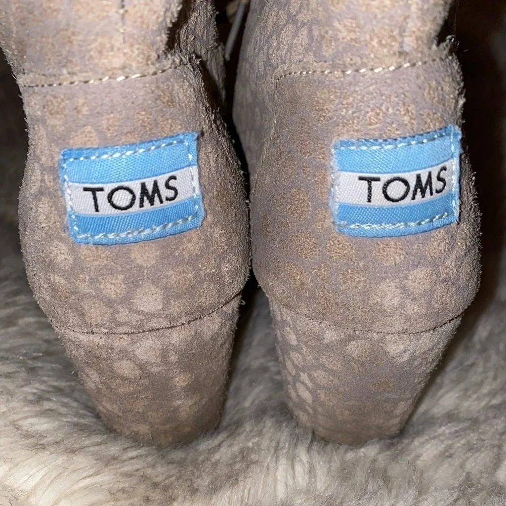 Toms Desert Taupe Moroccan Wedge Booties Suede 380813 Woman's 7.5